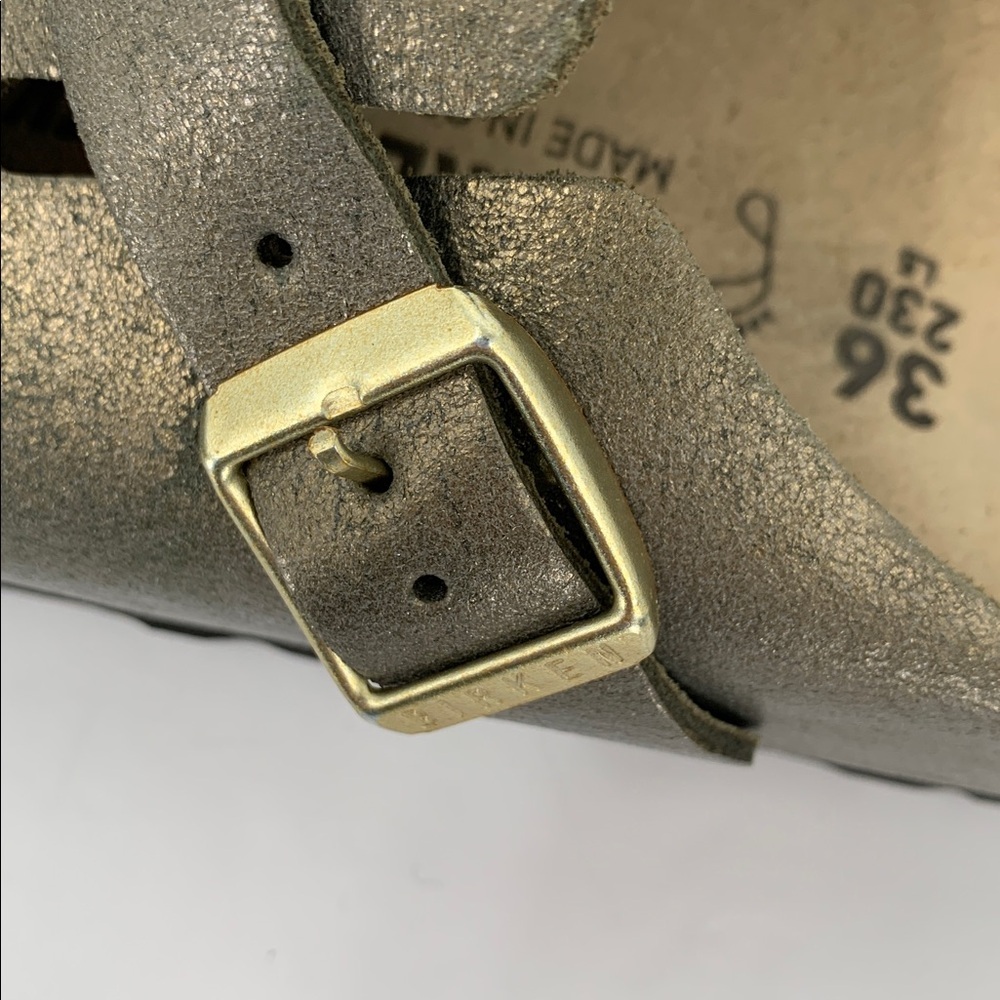 Birkenstock Boston clog shoe slide comfort washed gold metallic leather new 36 5 - Picture 7 of 8